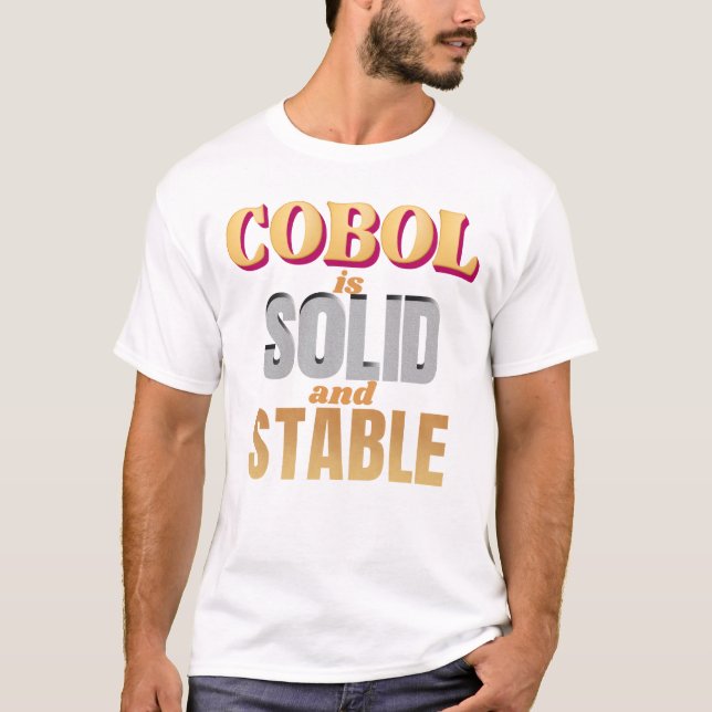 Camiseta Linguagem de programação Cobol é forte e estável (Frente)