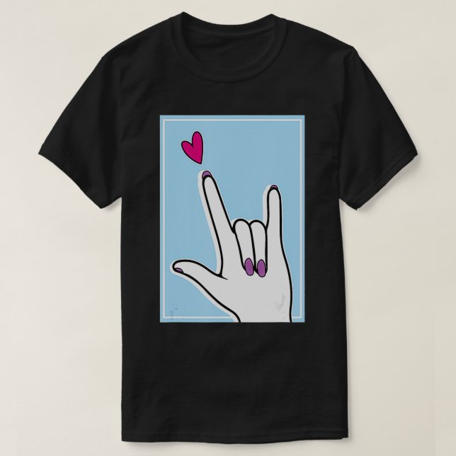 Camiseta Linguagem de Sinais ASL que te amo (Frente do Design)