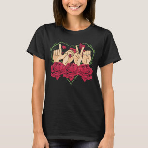 Camiseta Linguagem de Sinais de Amor Rosa Coração Consciênc