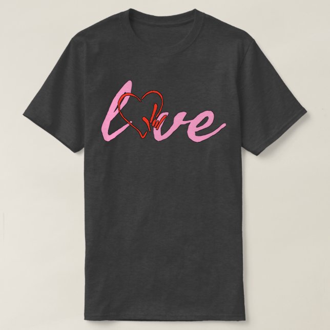 Camiseta Linguagem de Sinais de Amor Sinal de Mão Sinal de  (Frente do Design)