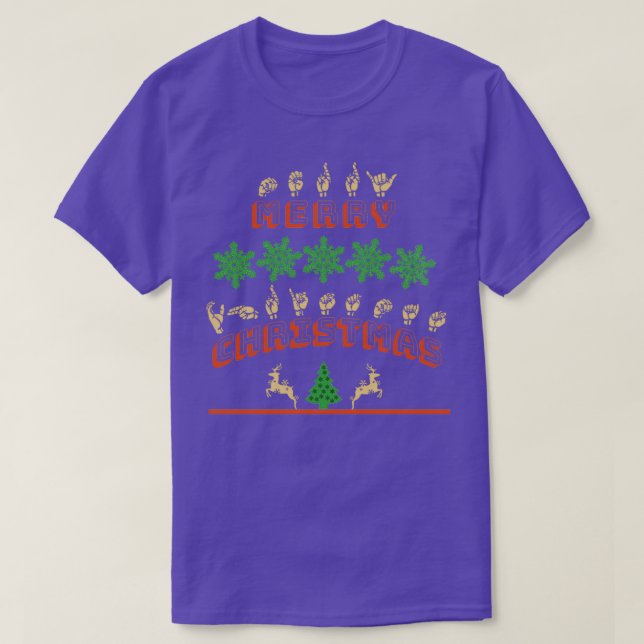 Camiseta Linguagem de Sinal Americano de Natal Merry GIft (Frente do Design)