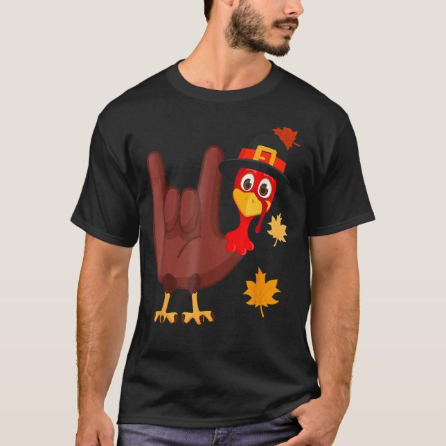 Camiseta Linguagem de Sinal Americano Turca Que Eu Te Amo (Frente)