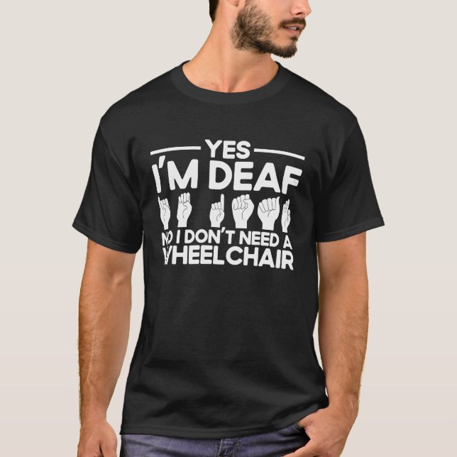 Camiseta Linguagem de Sinal ASL Sim sou surdo (Frente)
