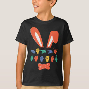 Camiseta Linguagem de Sinal de Felz pascoa Asl Candy Ovos M