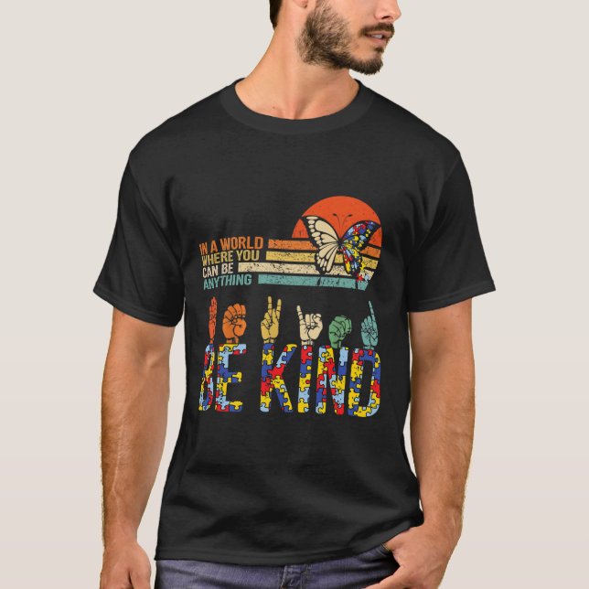 Camiseta Linguagem de Sinal de Mão Asl Quebra-cabeça Autism (Frente)