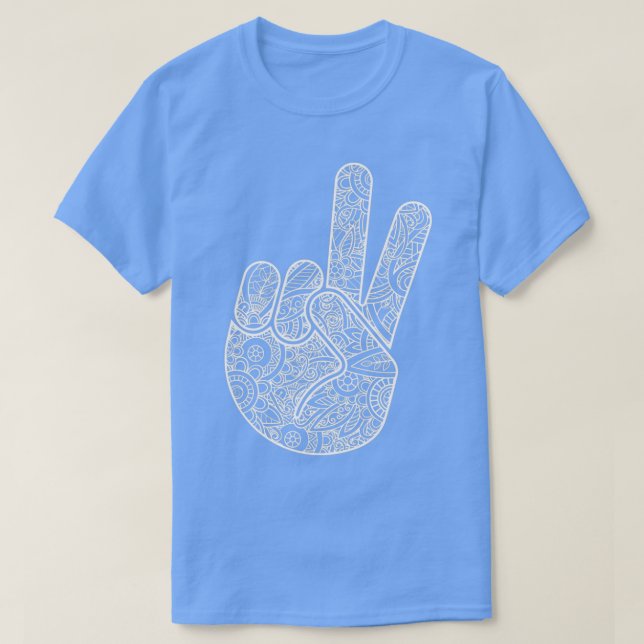 Camiseta Linguagem de Sinal de Mão de Paz ASL com Zen Manda (Frente do Design)