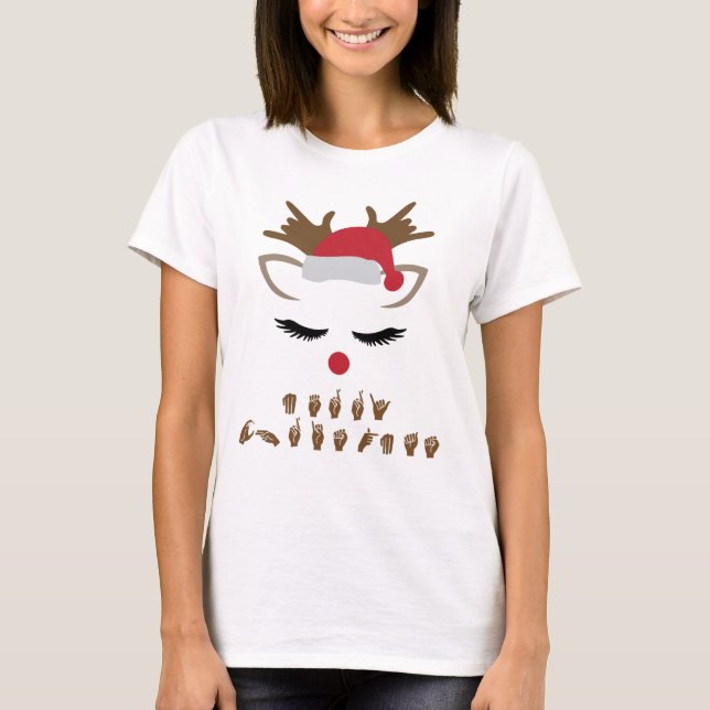 Camiseta Linguagem gestual do Feliz Natal (Frente)