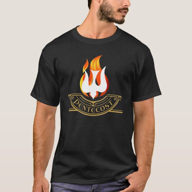 Camiseta Línguas de Fogo da Pomba de Pentecostes Espírito S (Frente)