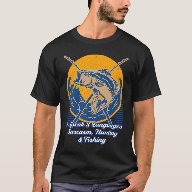 Camiseta Línguas Sarcasmo Caça Pesca Hobby Caçador Passado (Frente)