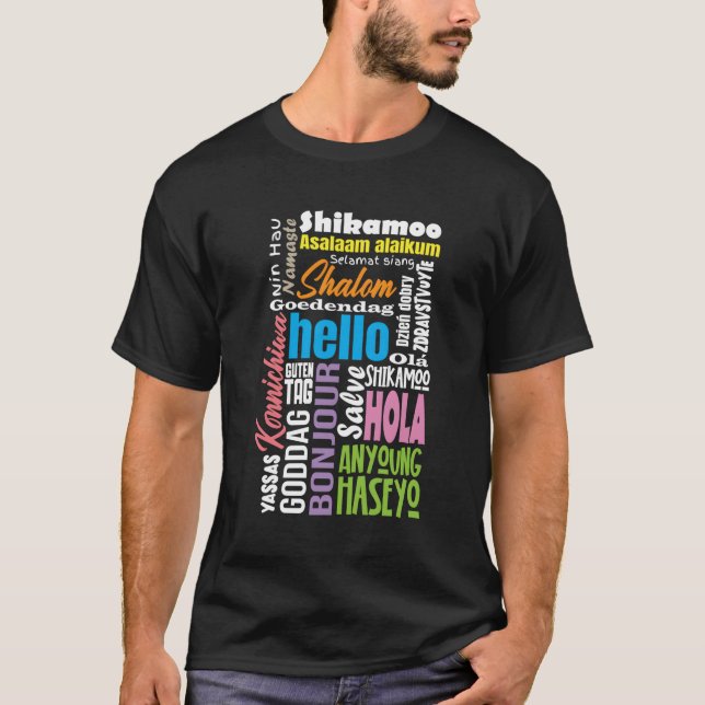 Camiseta Linguística Multilinguista de Várias Línguas (Frente)