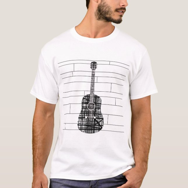 Camiseta Linha abstrata guitarra (Frente)