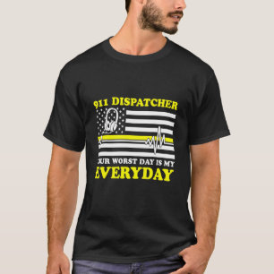 Camiseta Linha Amarela fina 911 Dispatcher Sinaliza o seu p