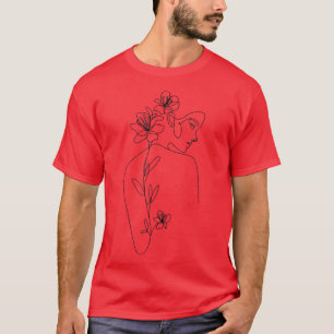 Camiseta Linha Arte Estética Face Minimalista Abstrato Nove