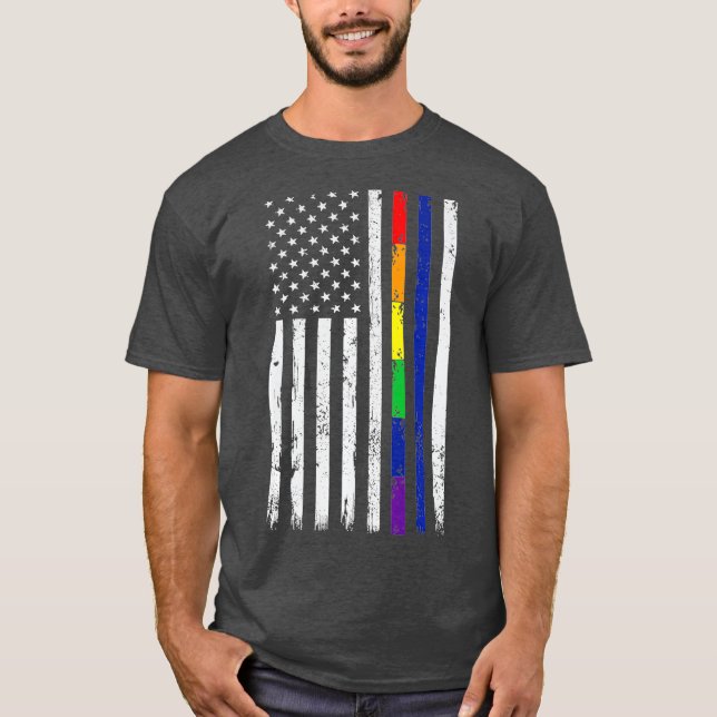 Camiseta Linha Azul LGBT Orgulho gay Thin (Frente)