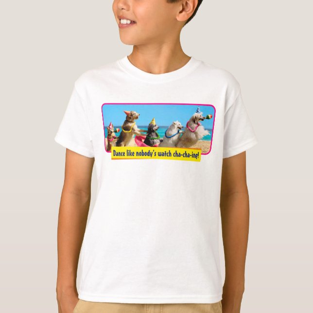 Camiseta Linha Conga de Festa de aniversário de Cães (Frente)
