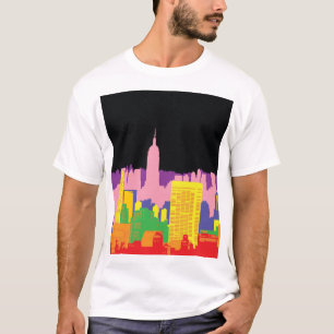 Camiseta Linha Cria Urbana: Decoração do Arco-Íris Noturno.