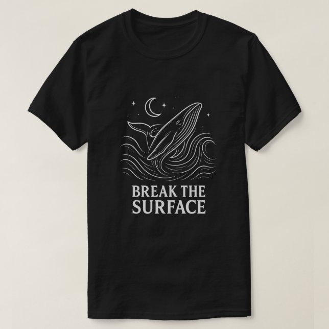 Camiseta Linha de Arte de Baleia Brilhante - Poder Oceânico (Frente do Design)