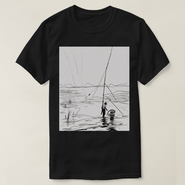 Camiseta Linha de Arte de Lançamento de Linha de Lago com C (Frente do Design)
