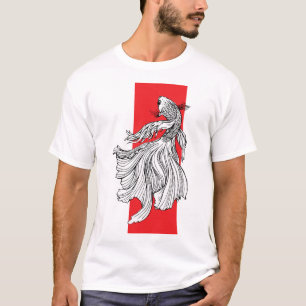 Camiseta Linha de Arte de Peixe Betta Gracioso – Minimalist