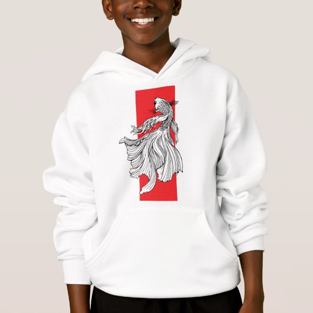 Camiseta Linha de Arte de Peixe Betta Gracioso – Minimalist (Frente)