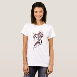 Camiseta Linha de Arte de Unicórnio Elegante