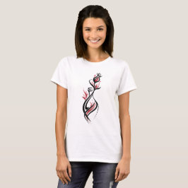 Camiseta Linha de Arte de Vaso de Flores