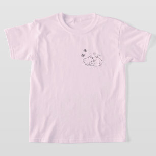 Camiseta Linha de Arte do Gato Adormecido