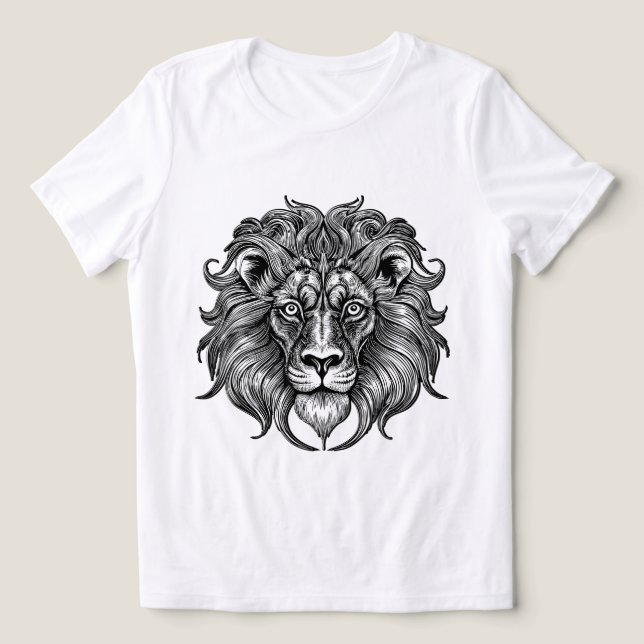 Camiseta Linha de Arte Leão (Design frontal)