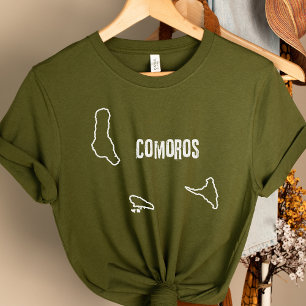 Camiseta Linha de Limites Comoriana do Mapa do País das Com