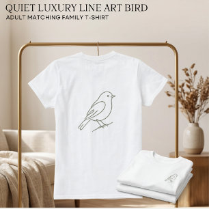 Camiseta Linha de Luxo Silencioso Arte de Pássaro Adulto Co