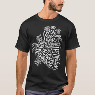 Camiseta Linha de Nuvem de Palavra Branca Médica do Coração