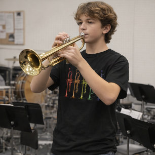 Camiseta Linha de Trompete Arco-íris Instrumento de Metal C
