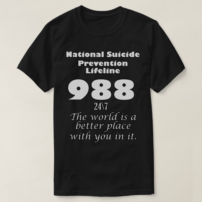 Camiseta Linha de vida 988 nacional para a prevenção do sui (Frente do Design)