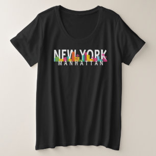 Camiseta Linha do horizonte de Nova York Manhattan com palm