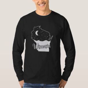 Camiseta Linha do horizonte de Wisconsin no contorno do map