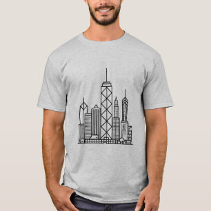 Camiseta Linha do horizonte urbano minimalista em linhas ge