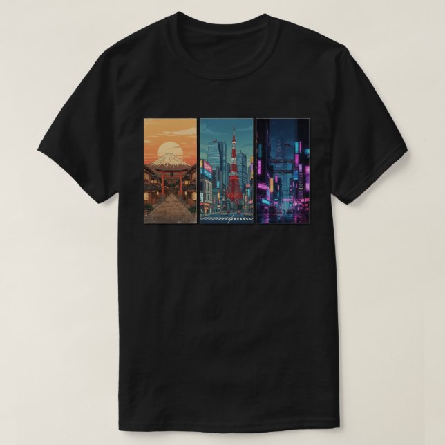 Camiseta Linha do Tempo do Japão em Tríptico (Frente do Design)