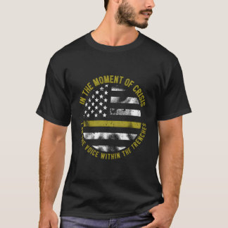 Camiseta Linha Dourada Magra Da Polícia E Do Bombeiro
