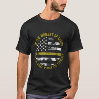 Camiseta Linha Dourada Magra Da Polícia E Do Bombeiro