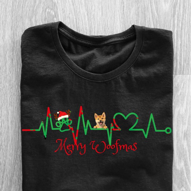 Camiseta Linha "Feliz Woofmas" Pet Dog EKG (Criador carregado)