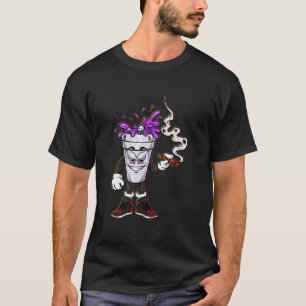 Camiseta Linha Magra Roxa Bebida Suja Copo Duplo Magro