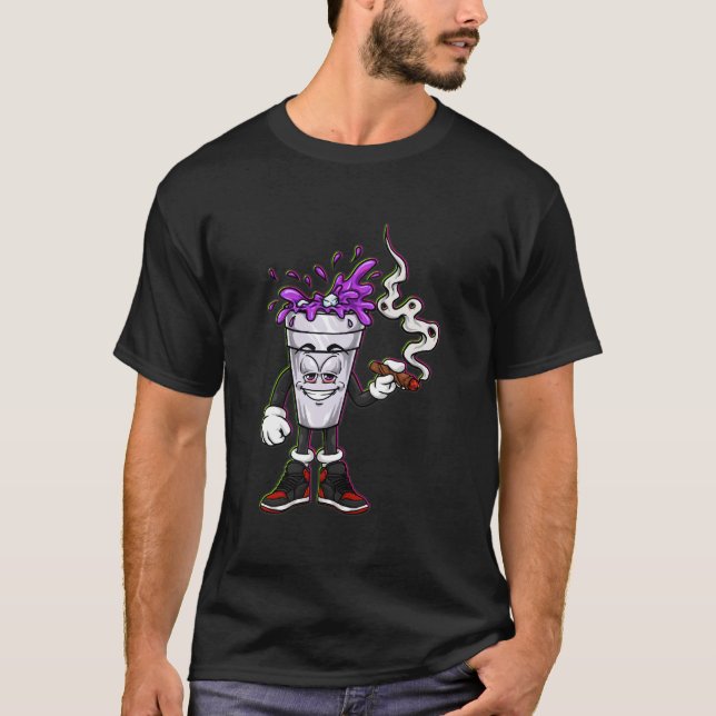 Camiseta Linha Magra Roxa Bebida Suja Copo Duplo Magro (Frente)