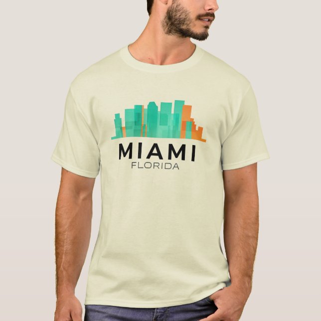 Camiseta Linha Mínima de Cidade de Miami Florida (Frente)