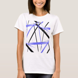 Camiseta Linha Moderna Geometria Fria Branco Preto Azul Méd