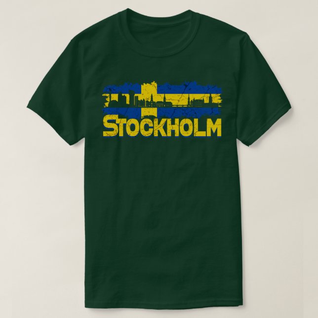 Camiseta Linha Skyline de Suecia de Estocolmo 6 (Frente do Design)