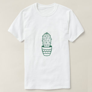 Camiseta Linha Verde Gráfica de Cacto Branco