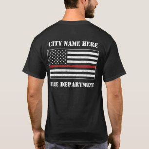 Camiseta Linha Vermelha Fina Personalizada Sinalizador EUA