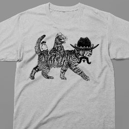 Camiseta Linha Western do Gato Cowboy Montado no Rato