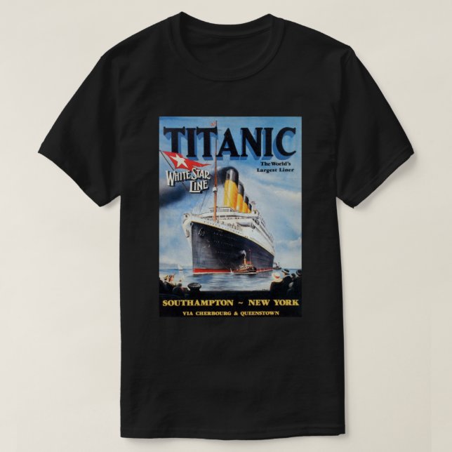 Camiseta Linha White Star Titanic - Maior Liner do Mundo (Frente do Design)
