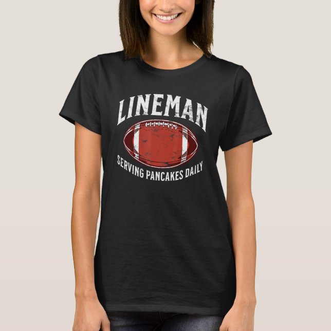 Camiseta Linhão Servindo Panquecas Diariamente  piada de fu (Frente)